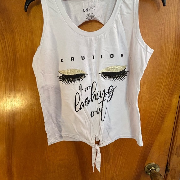 On Fire White and Gold Graphic Tank Top - Picture 1 of 3